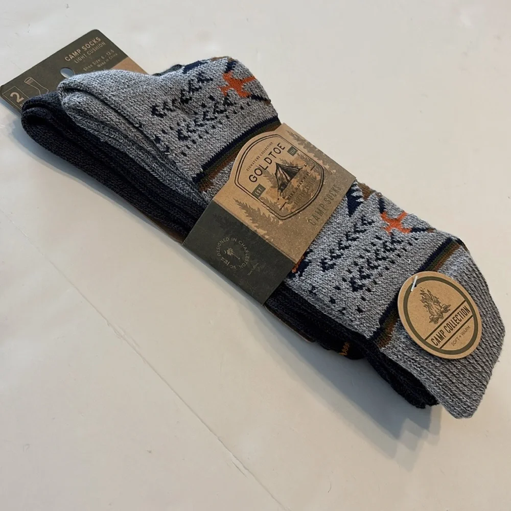 Signature Gold Signature Collection Men's Aztec Crew Camp Socks 2 Pack